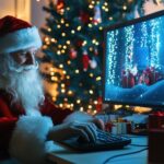 Santa Claus works at the computer